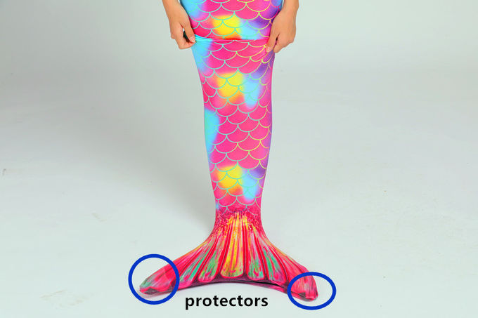 Pink Yellow Swimmable Mermaid Tails With Monofin , Custom Made Mermaid Tails
