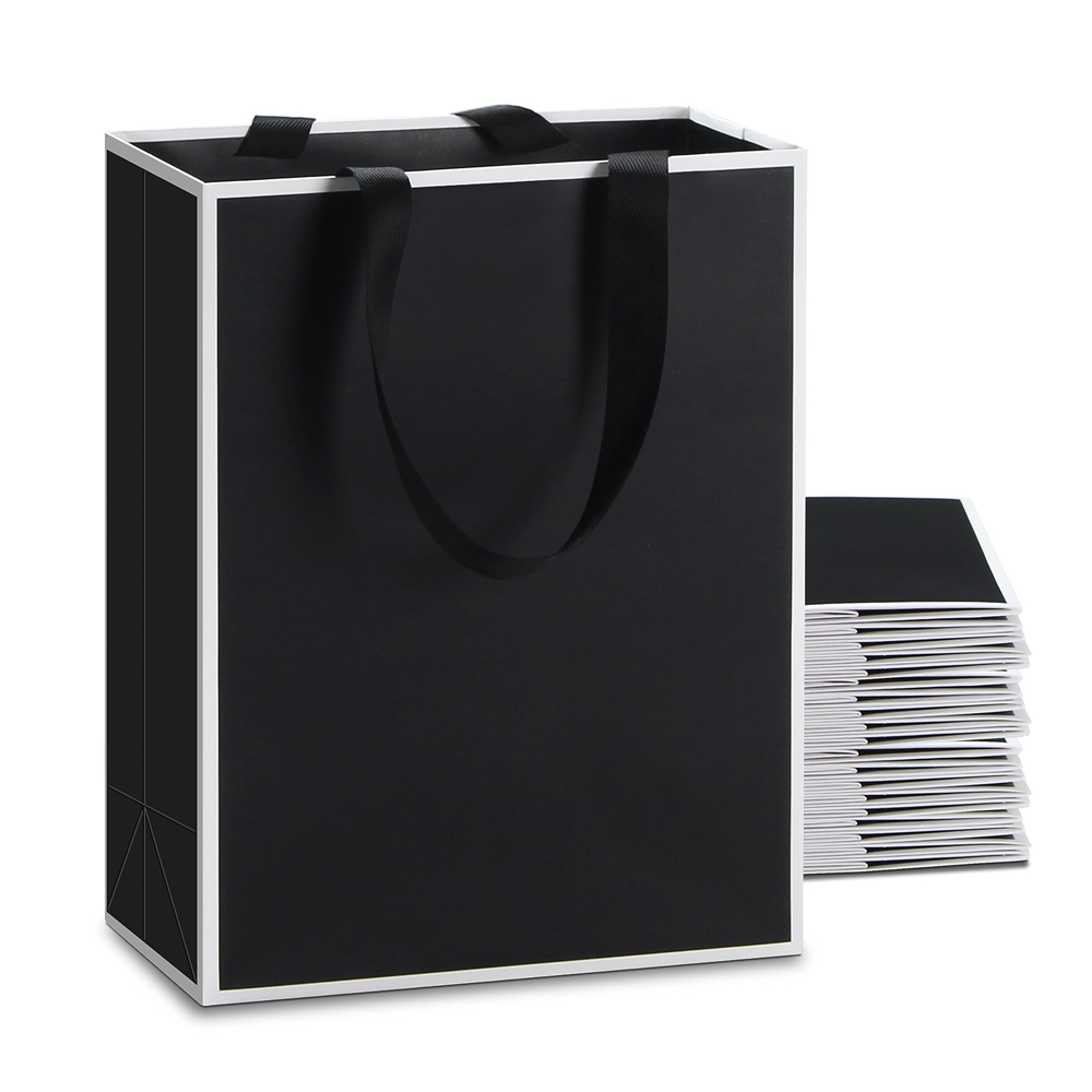 Large White Card Hot Stamping Custom Logo Printing Paper Bag for Clothes and Boutiques