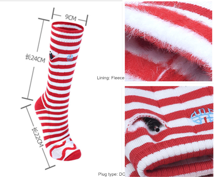 Unisex OEM service Winter Heated Socks Carbon fiber Fleece Lining