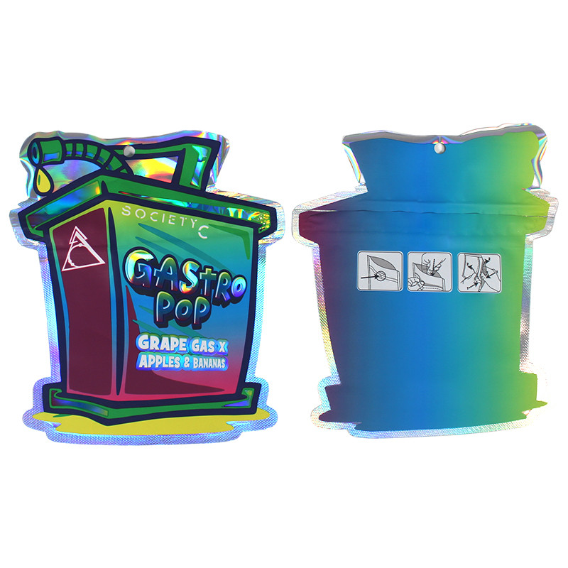 Aluminum Foil 3.5g Die Cut Mylar Bags With Zipper Top Closure