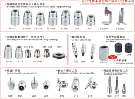 35 pcs common rail injector dismantle tools