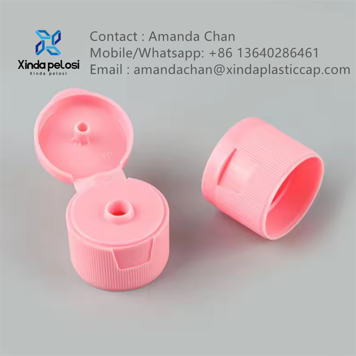 Plastic flip top dispensing caps Lotion Bottle Ribbed Screw Flip Top Cap for sale