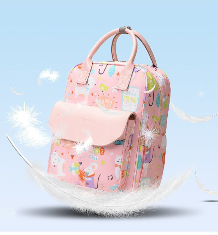 Animal Prints Polyester Rucksack Changing Travel Diaper Bags 27*15*42cm