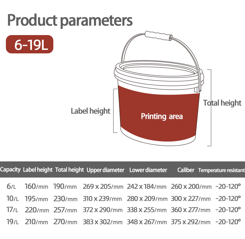Round Food Grade Storage Drum with Handle and Lid 6L/10L/17L/19L Capacity as Sample