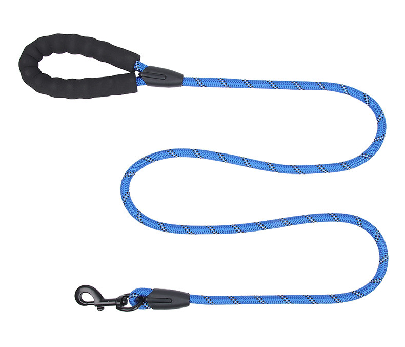 Pet Reflective Nylon Leash Explosion-Proof Flush Dog 1.5M Round Rope Foam Handle