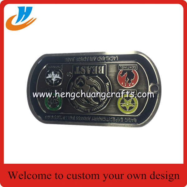 Hot sell dog tag zinc alloy military challenge coin for souvenir