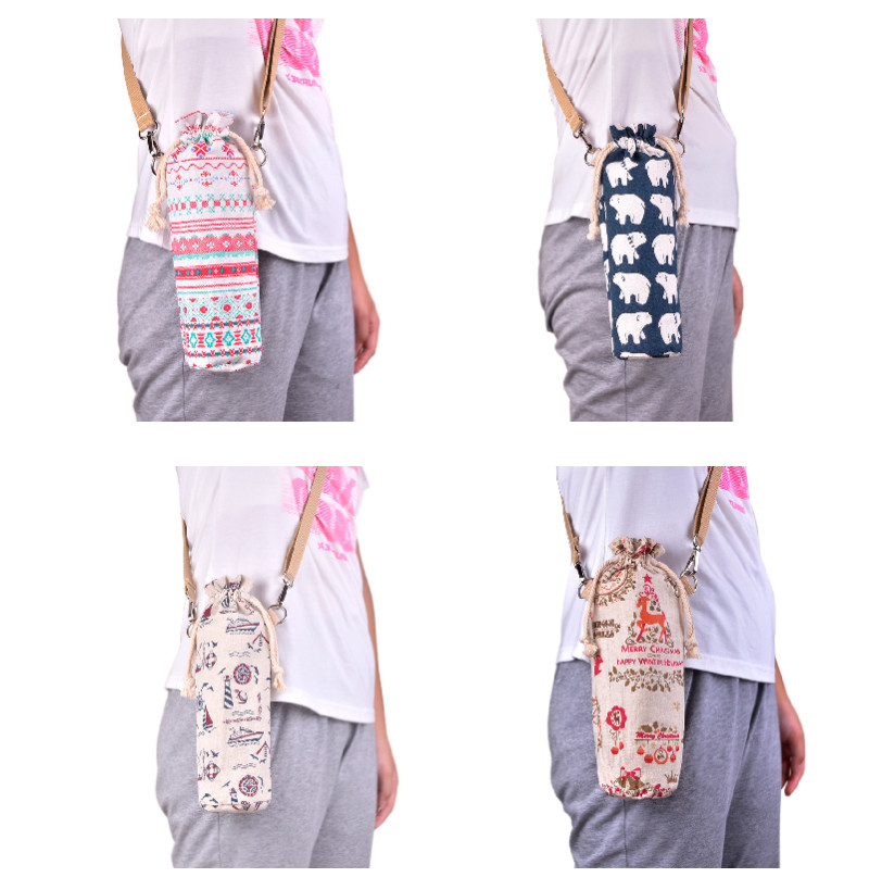 Neck Strap Cotton Canvas Wine Bottle Carry Bag