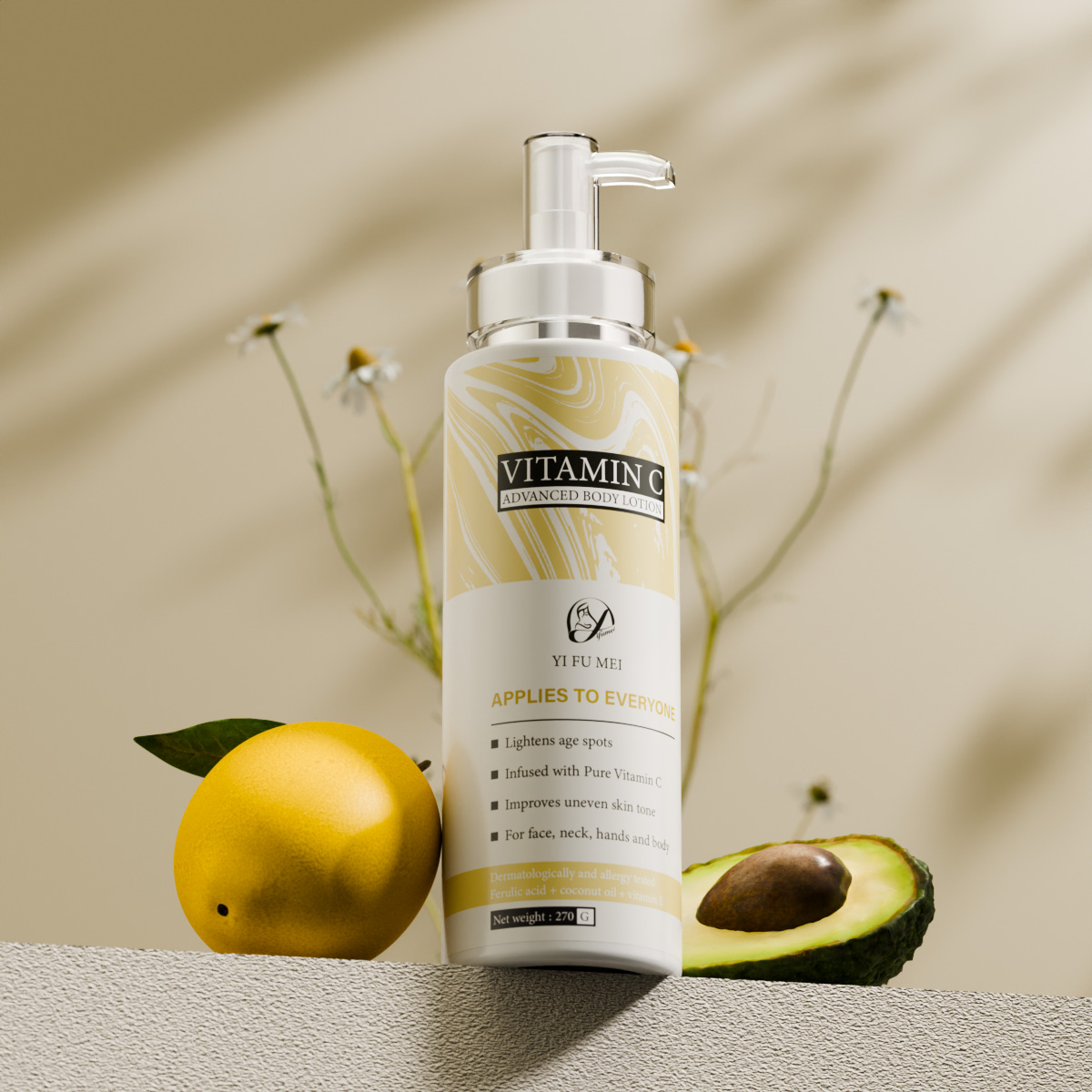 OEM ODM New Natural Whitening Face & Body Lotion Moisturizing Brightening Skin Care Vitamin C Body Lotion