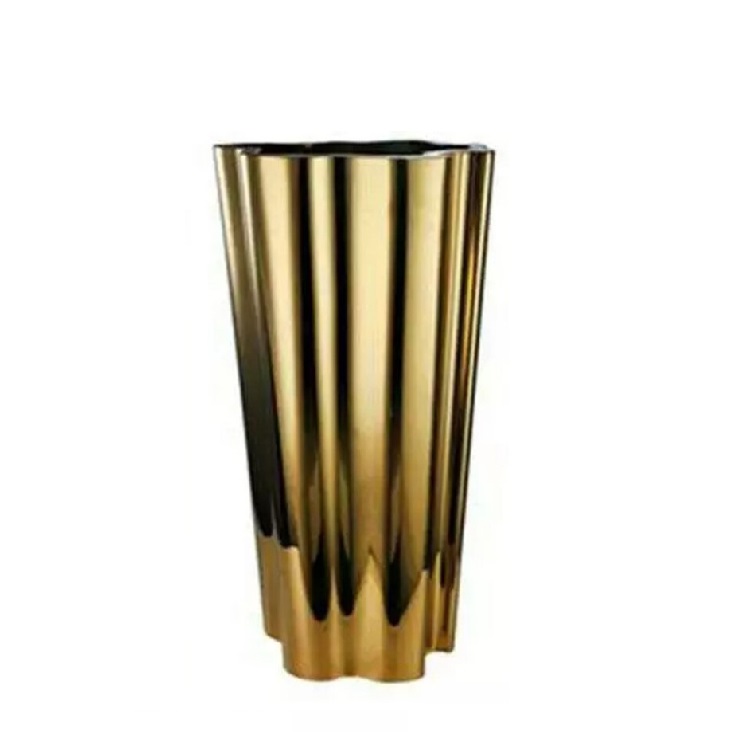 Stainless steel hotel lobby decorative planters metal flower pots