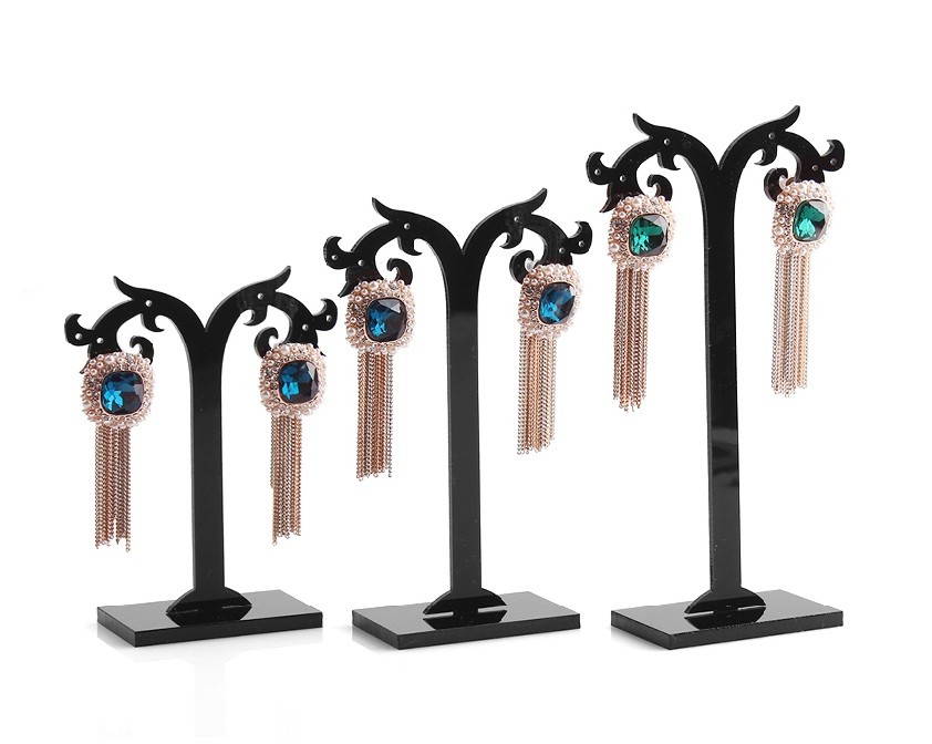 3pcs Set Tree Shape Black Earring Display Plexiglass Jewellery Earring Rack