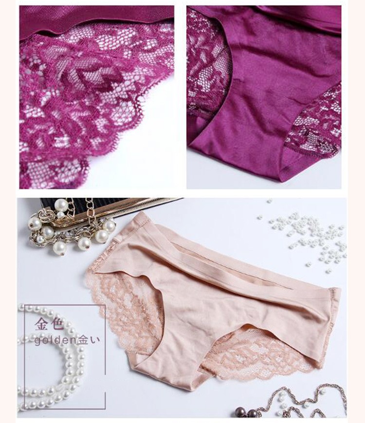 Hemp Lace Ladies Underwear Panties Sexy Seamless Knitted Ice Silk