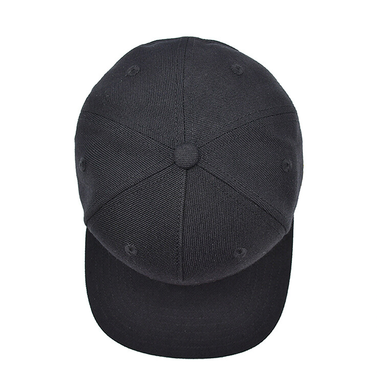 Custom 6 Panel Black Acrylic Closed Back Flex Fit Gorras Cap Embroidery sublimation Logo Underbrim Hip Hop Snapback cap