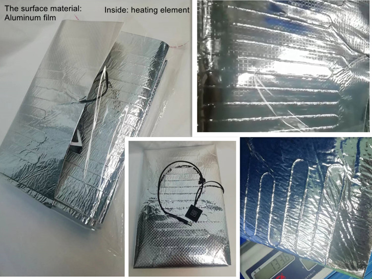 12V Aluminum Foil Heating Pad Size 25x25cm 30x30cm 35x35cm For Food Delivery