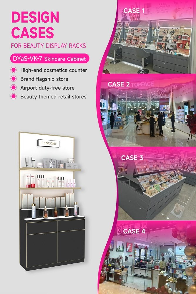 DYaS-VK-7 Skincare Display Cabinet with 30*15MM Iron Tube and Hidden LED Strips