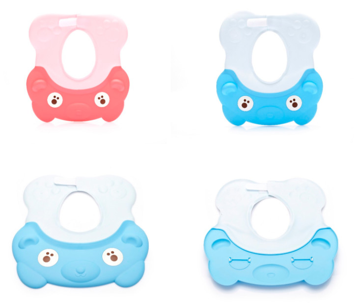 Eco Friendly Infant Shower Cap Non Toxic Bear Shape Baby Hair Wash Guard