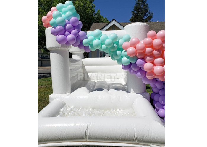 White Small 10FT Inflatable Bounce House PVC Bouncy Castle Jumper Toddler White Bounce Combo