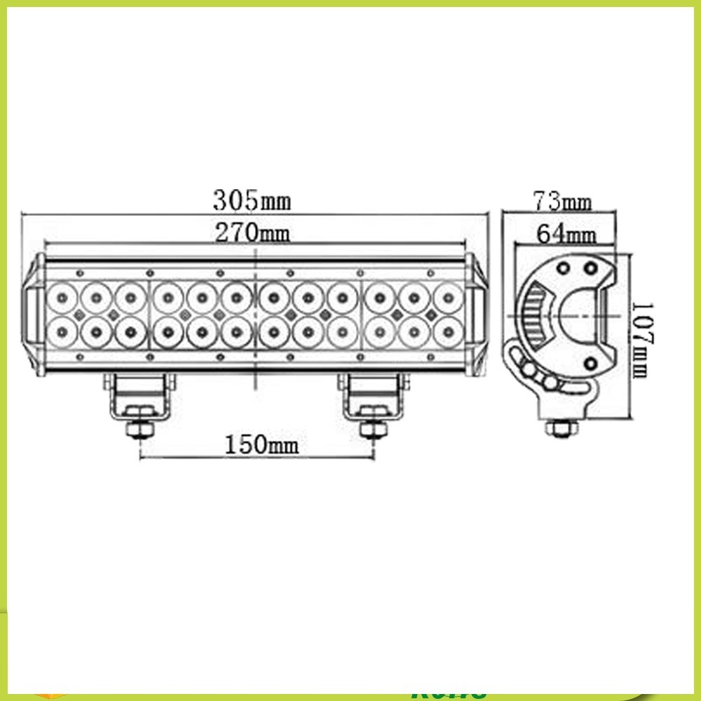 13.5" 72W 5D 12 Volt Rigid Double Row Led Light Bar For Universal Cars