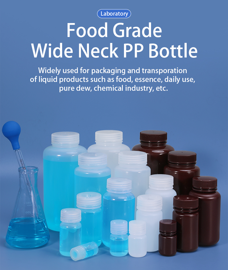 SCREW CAP 500ml PP Round Wide Mouth Bottles for Chemical Liquid Storage in Laboratory