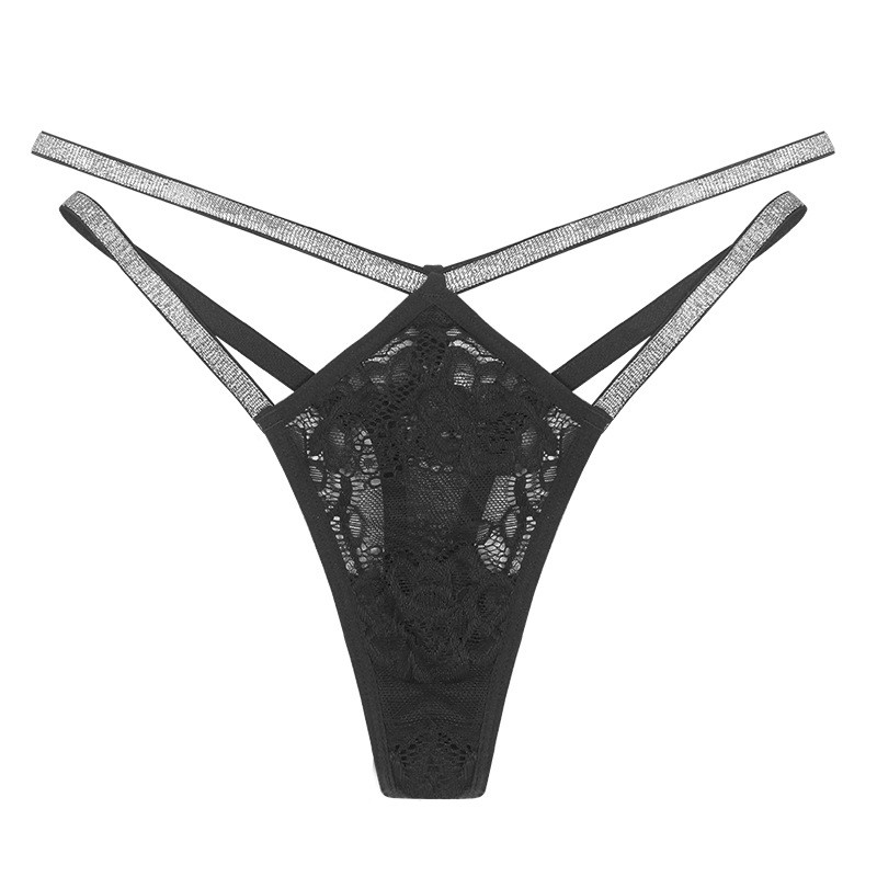 Womens Lace G Strings Sexy Cross Shining Waistband Thongs Bikini Panties Crystal Female Underwear