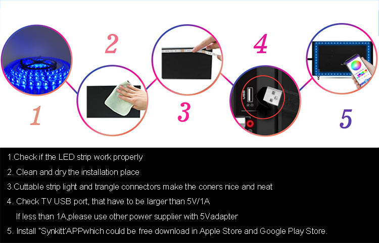 Bedroom Immersion Self Adhesive LED Strip Sticky Back RGB Colors