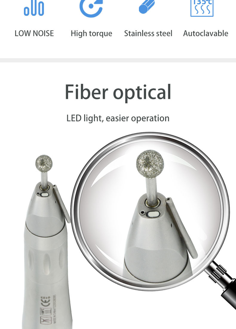 Durable Straight Nose Cone Handpiece , Stainless Steel Dental Handpiece Fiber Optic