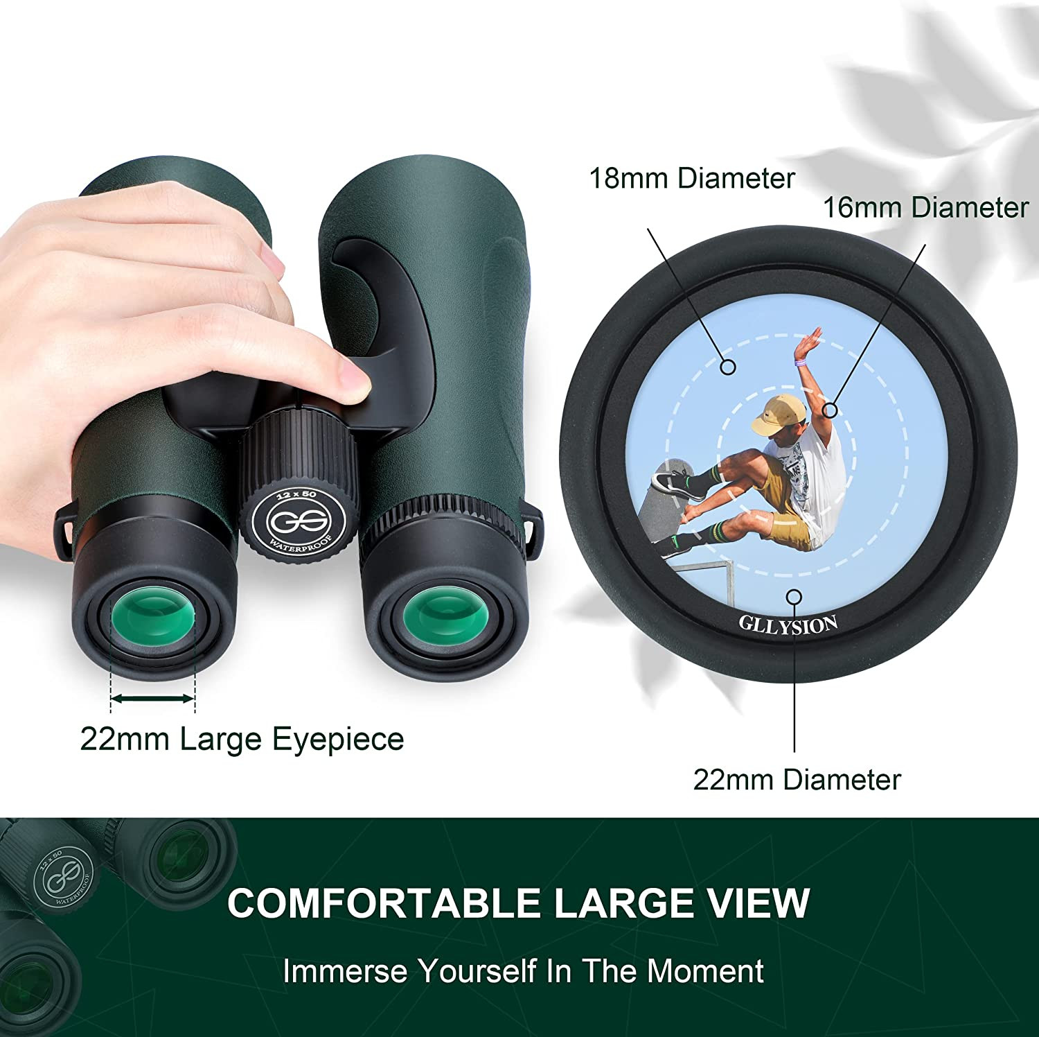 Adults 12X50 HD Binoculars With Phone Adapter High Power Binocular Telescope