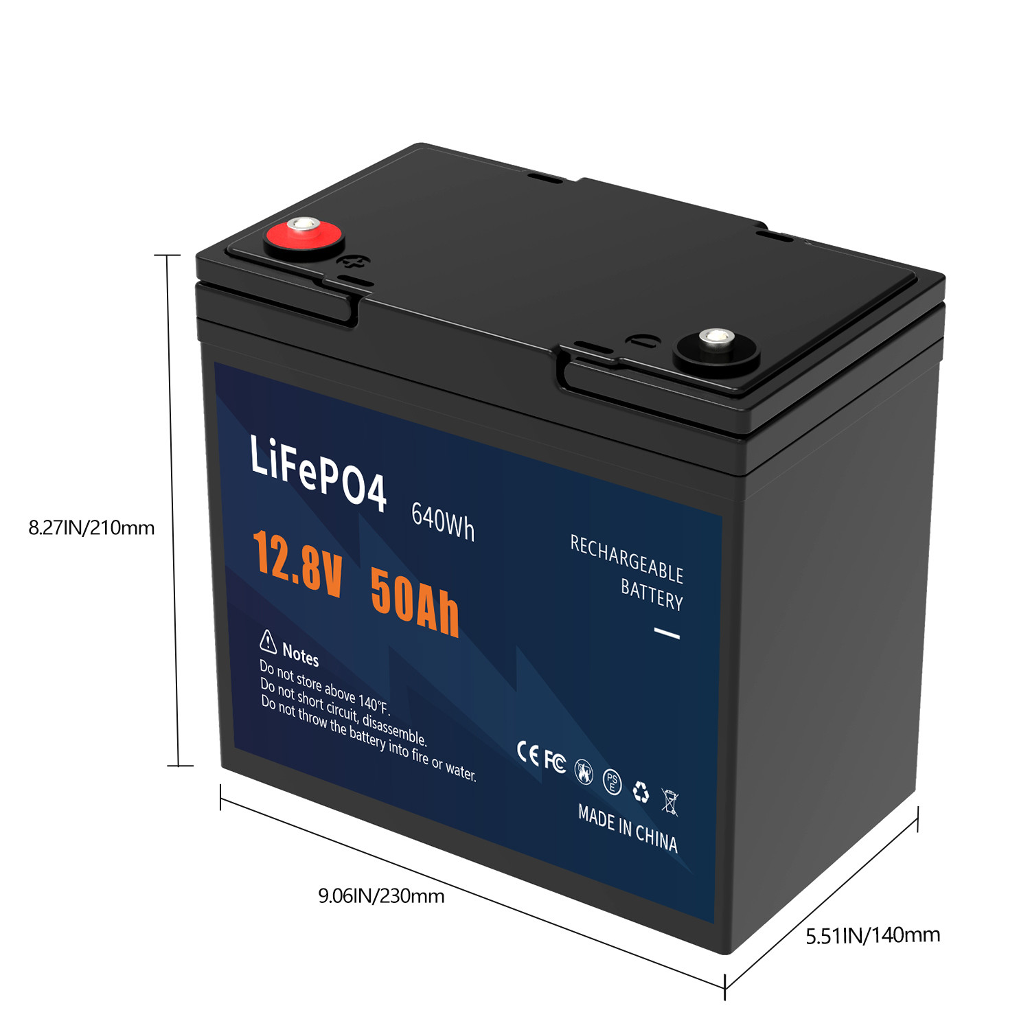 OEM 12V LiFePo4 Battery Rechargeable Lithium Ion 640wh 50ah Batteries