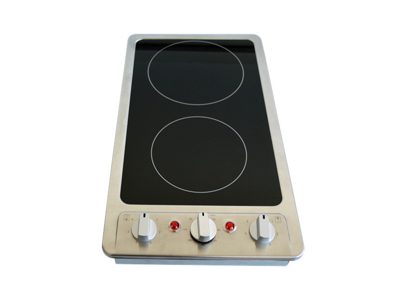 30cm Knob 3000W 2 Burner Ceramic Hob Stainless Steel Housing