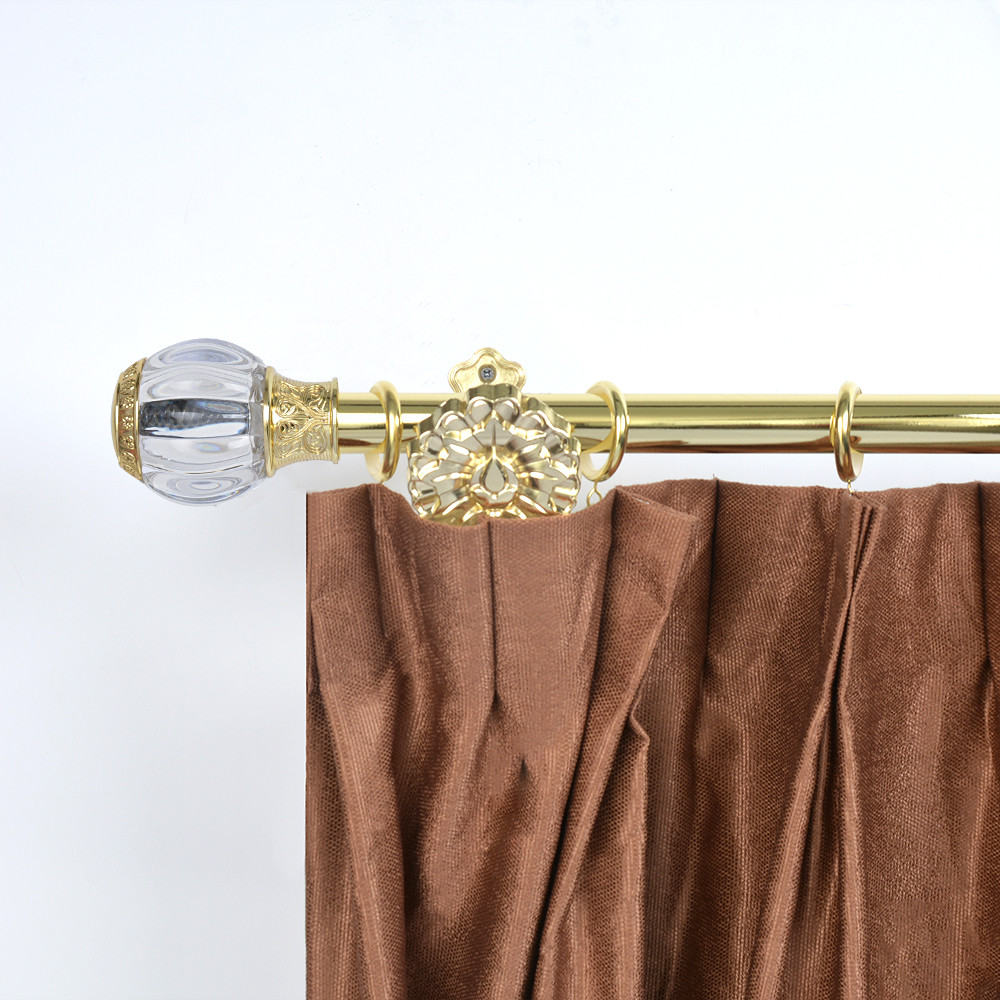 Home Decor 28MM Pipe Curtain Rods Modern Gold Colour Curtain Poles Crystal Curtain Finials