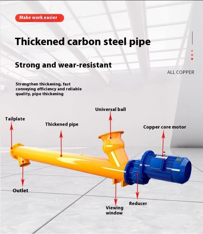 5kW Sand Auger Conveyor Stainless Flexible Screw Auger Conveyor