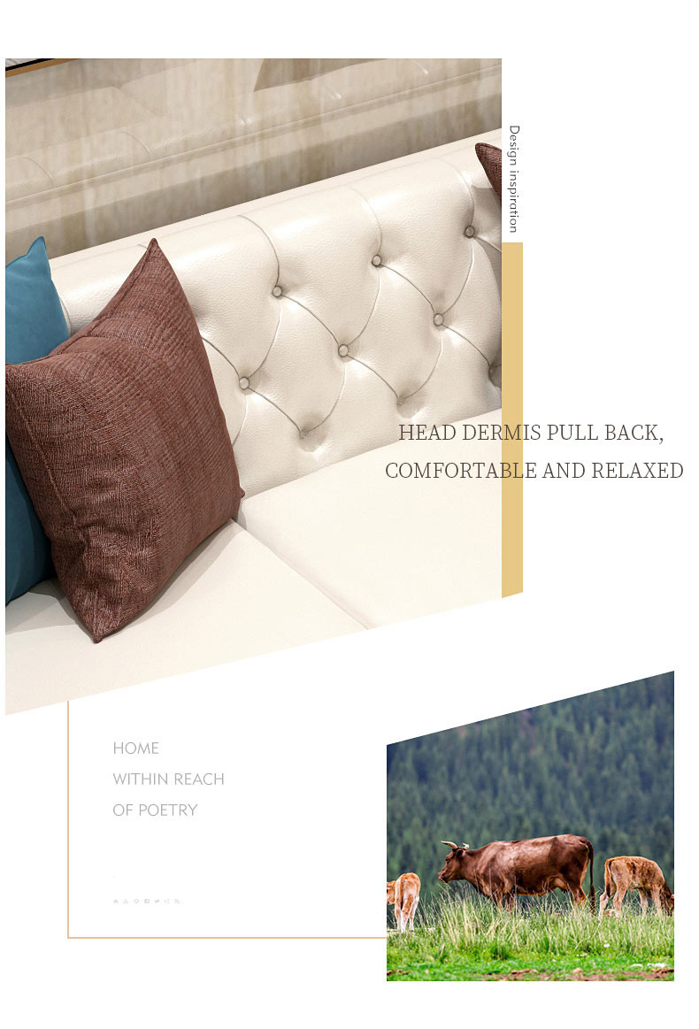 Beige Tufted Chesterfield Sofa Genuine Leather Sofa Set With Brass Base