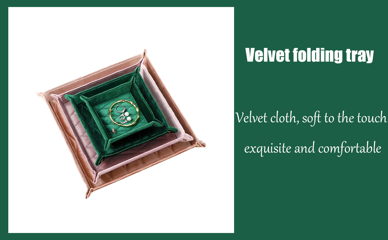 Velvet Nightstand Jewelry Box For Storing Watches Coins And Necklaces