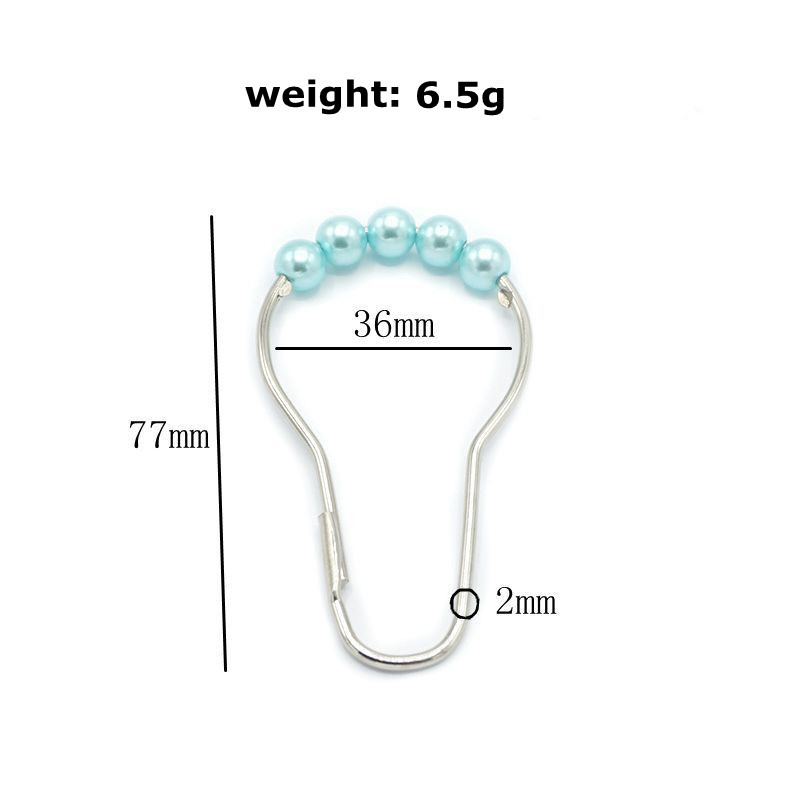 Polished Nickel Shower Curtain Ring Rust Resistant Metal Shower Curtain Hooks For Bathroom