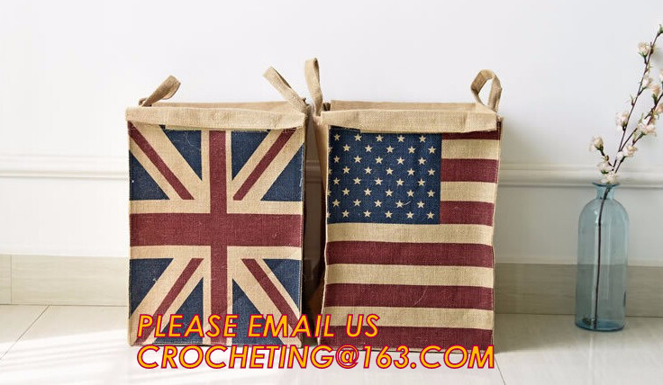 natural jute burlap foldable decorative storage basket,X-Large Well Standing 26" Toy Chest Baskets Storage Bins for Dog