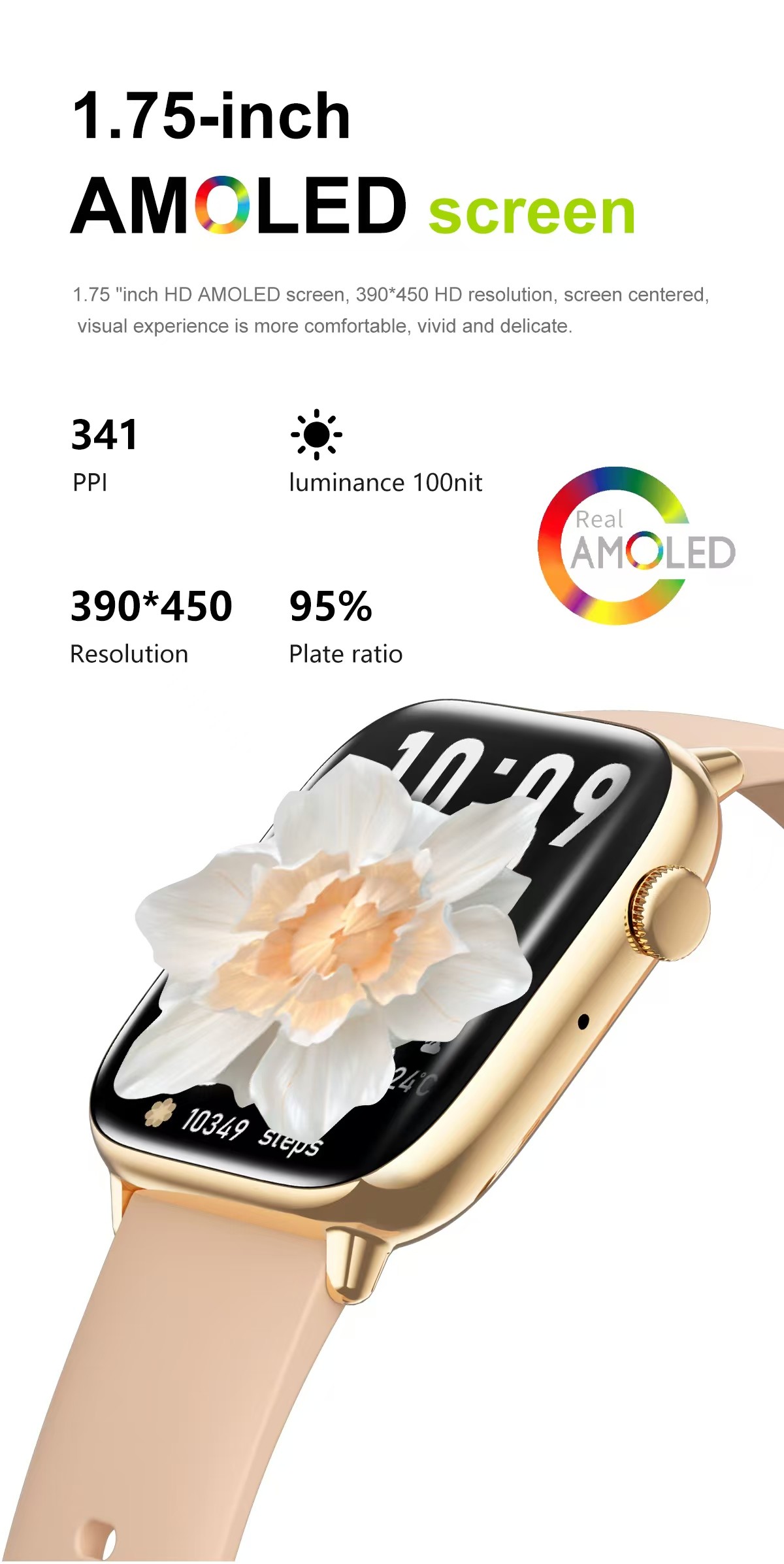 HD13 1.75 HD Touch Screen Smartwatch Heart Rate Sport Tracker Smart Watch Waterproof