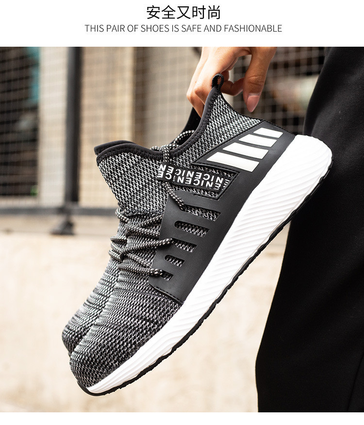 Breathable Flying Knit Work Shoes Comfortable Safety Shoes Kevlar Midsole Steel Toe EVA Sole