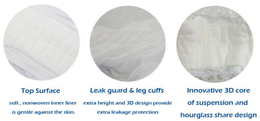 Super Absorbent 1400ml Unisex Adult Diapers Soft Cotton Top Sheet