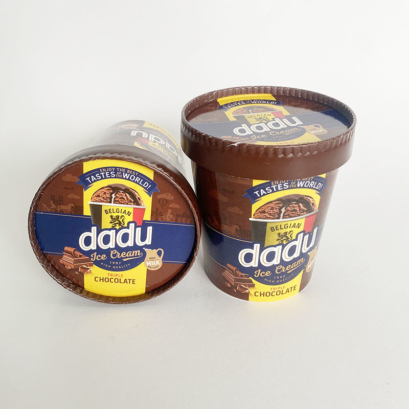 Disposable Ice Cream Paper Cup With Lid 17 Ounce 520ml Single Wall Container
