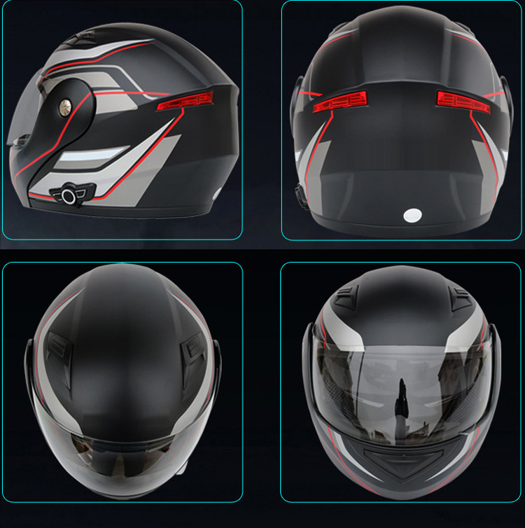 Flip up Dual Lens full face Motorcycle Helmet with Built-in Integrated Bluetooth Intercom system