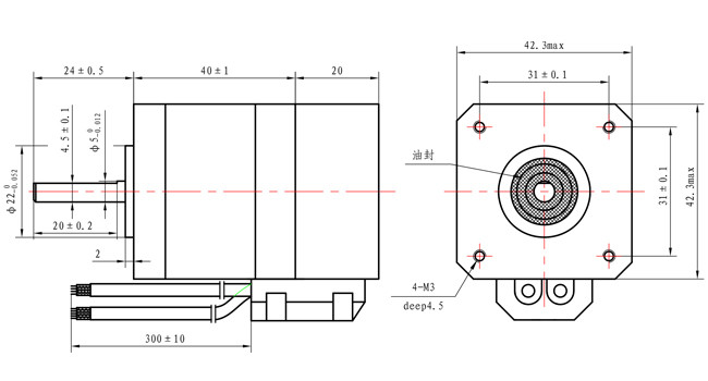 1.8 Degree 2 Phase NEMA 17 Waterproof Stepper Motor 40mm Body 1.68A With Encorder