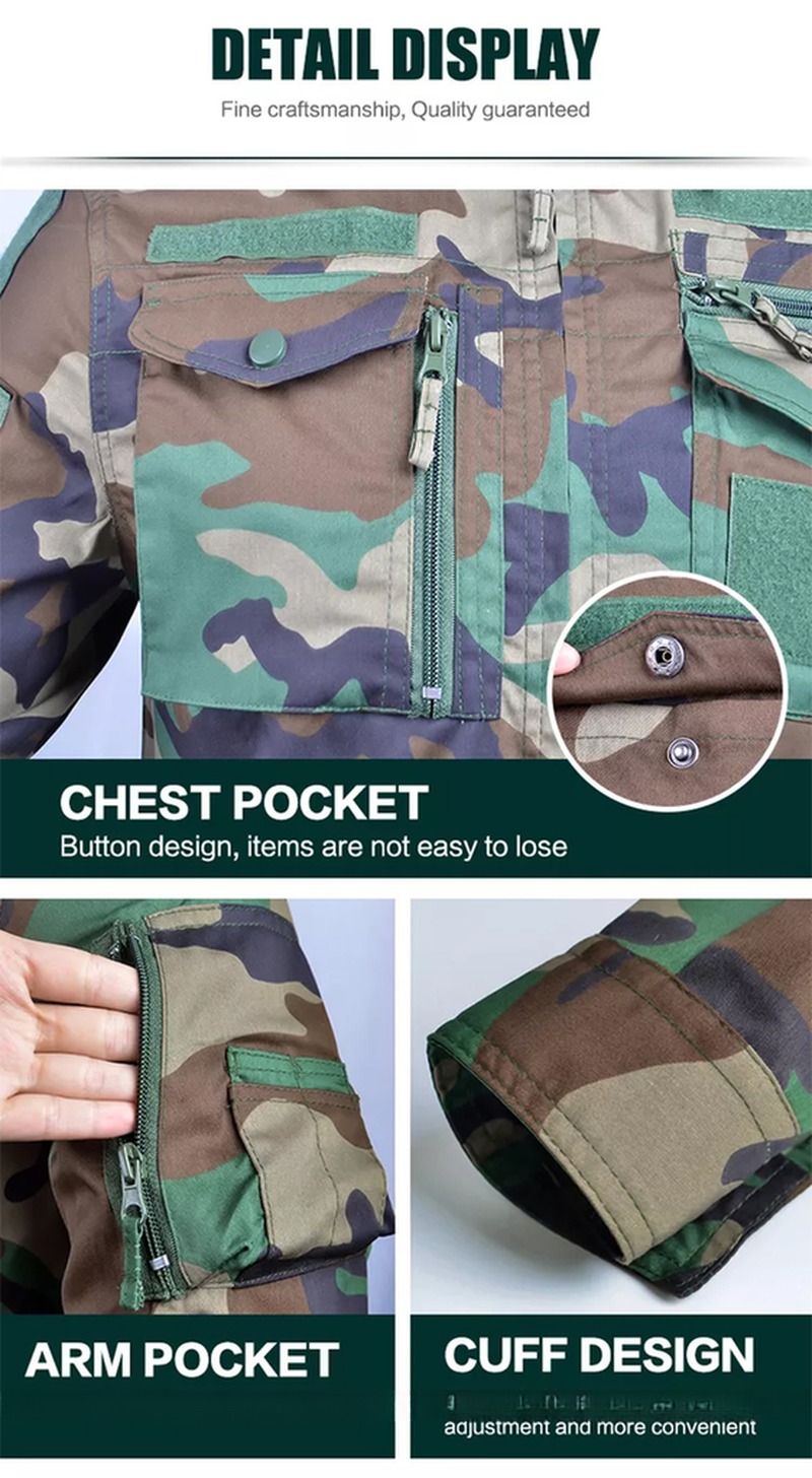 Anti-UV Protection Woodland BDU Training Guard Uniforms Custom Clothing 1.5 per Set
