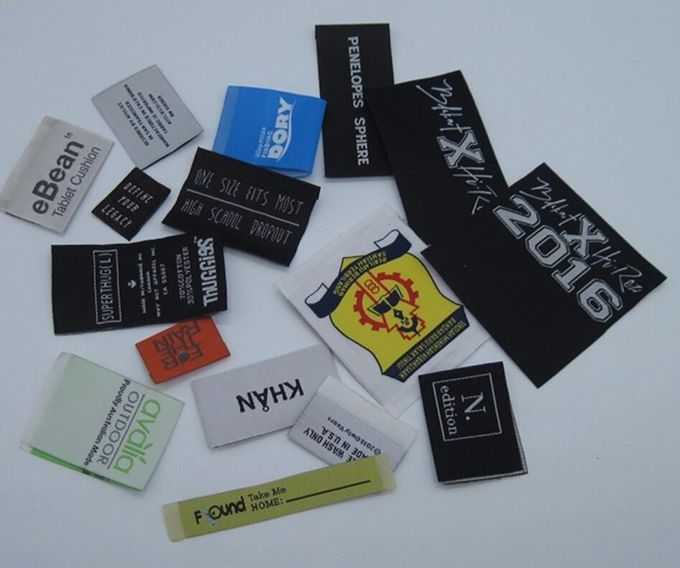 Garment Woven Clothing Labels Tag Damask Custom Woven Fabric Labels