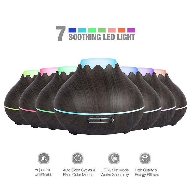150ml Wood Grain Aromatherapy Diffuser With 360 Degree Mist Output