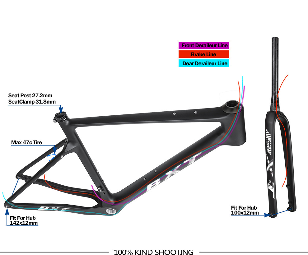 Carbon Fiber Gravel Bike Frame 700C Aero Shaping carbon road frame