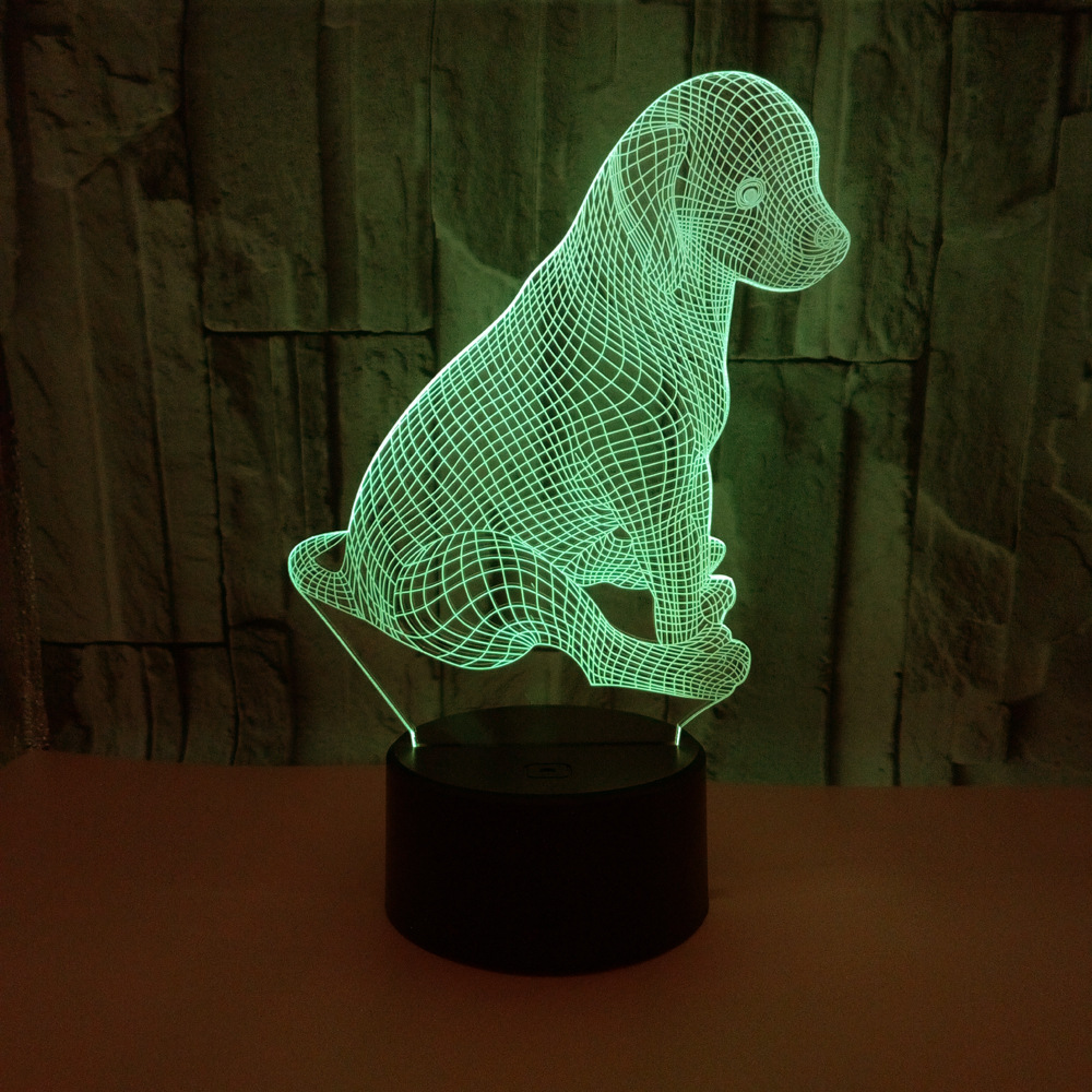 Animal puppy dog OEM custom 3D LED night light colorful touch table lamp gift atmosphere small table lamp