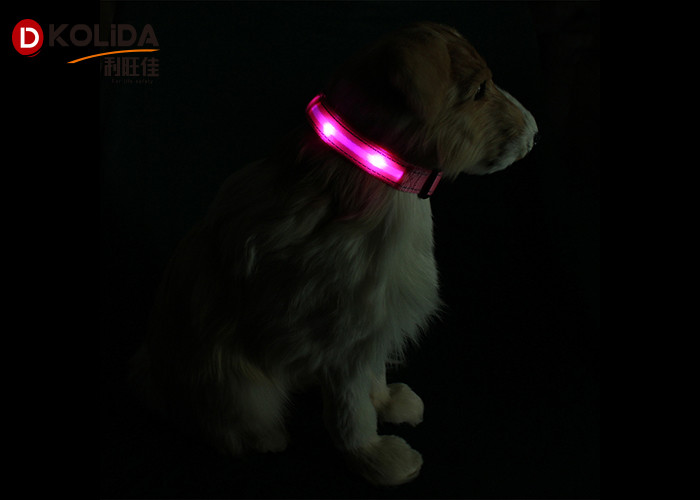 Green / Pink / Blue LED Dog Collar Leashes , Pet Dog Cat Puppy LED Flashing Collar