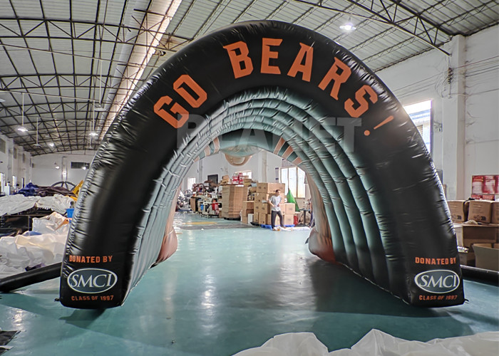 Custom PVC Black Event Advertising Bear Inflatable Football Tunnel Inflatable Bear Entrance For Football Game