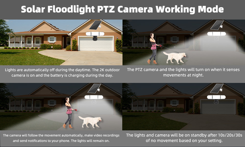 4MP WiFi Solar Security Camera 1500 Lumens 4X Digital Zoom Human Tracking 2K Solar Camera