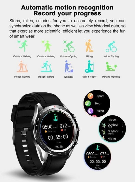 128Mb Bluetooth Android Smartwatch Zinc Alloy 1.32 Inch For Men
