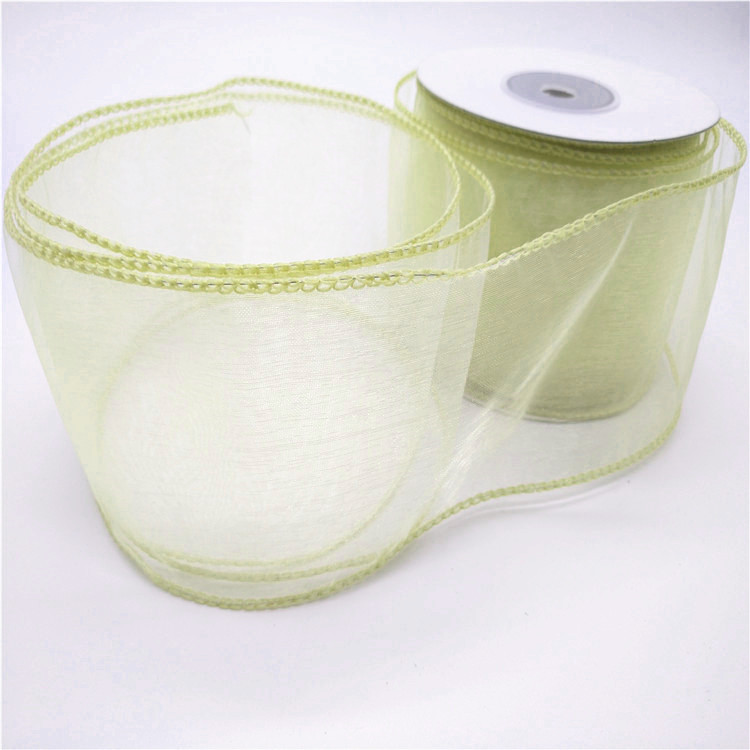 Light Purple / Yellow Wired Satin Edge Organza Ribbon Double Face Style